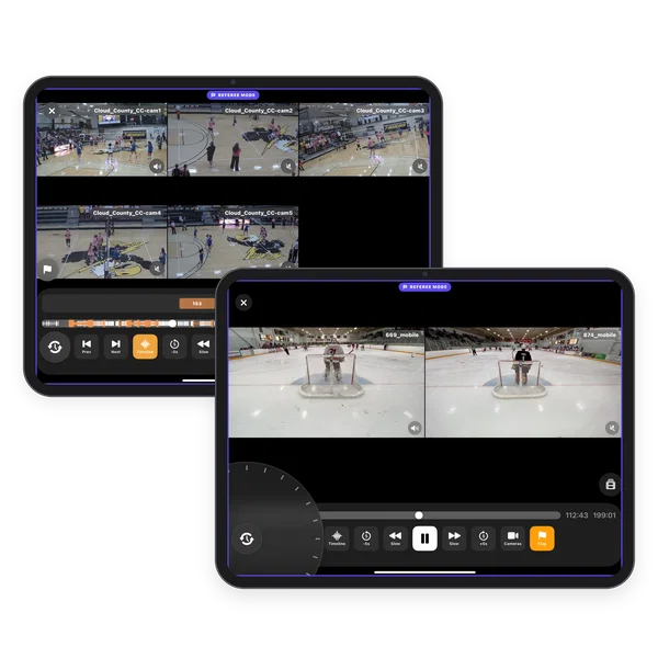 Referees reviewing plays in the native Sporfie Play iPad app in Referee Mode