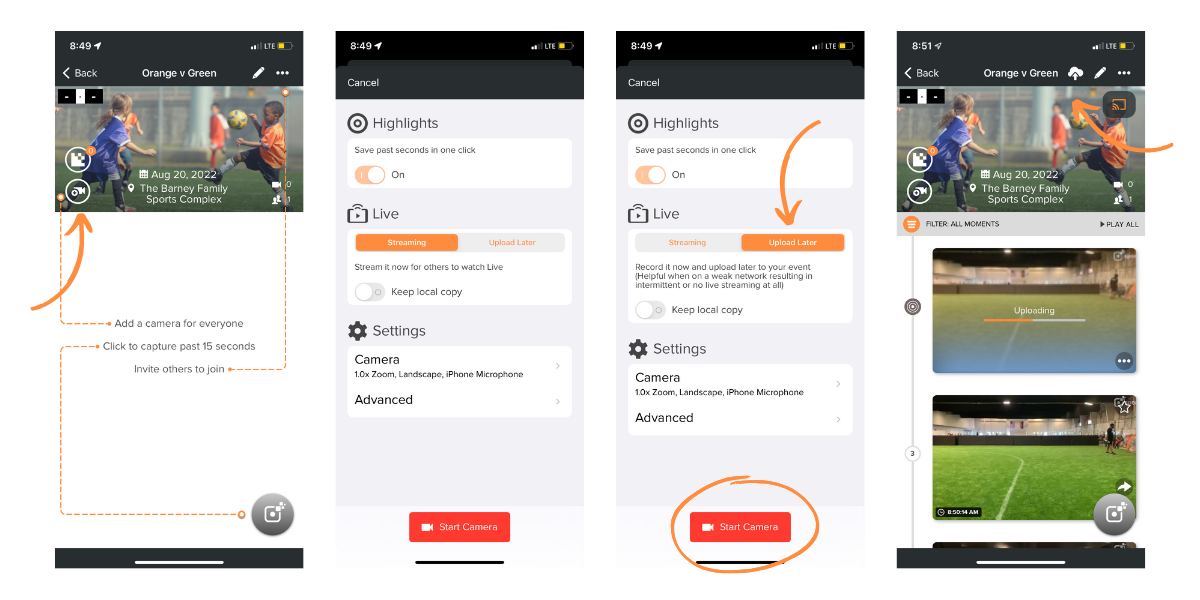 Screenshot of delayed upload feature
